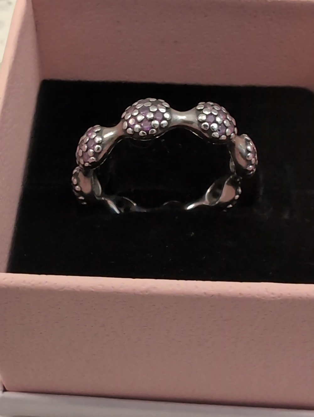 Pandora Sterling Silver Ring with Lavender Dot Clusters